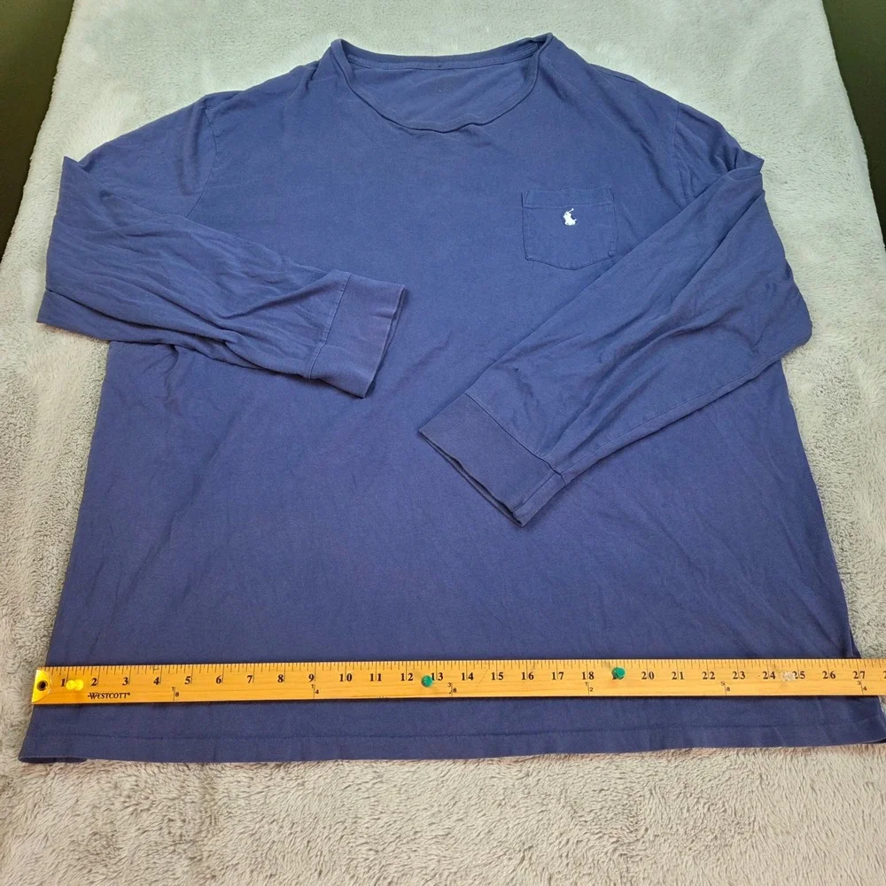 Polo Ralph Lauren Pocket Tee Mens XXL Long Sleeve Cotton Pony Logo Blue Purple